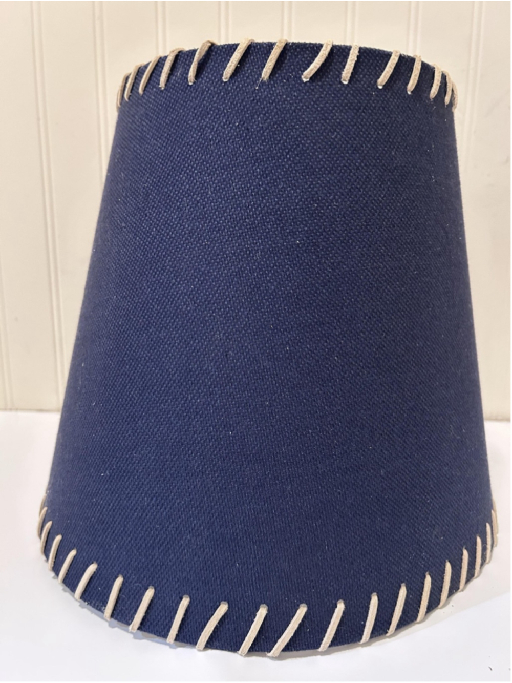 Blue Fabric Empire Lamp Shade UNO Fitter Whipstitch Trim Modern Decor 10x11x7